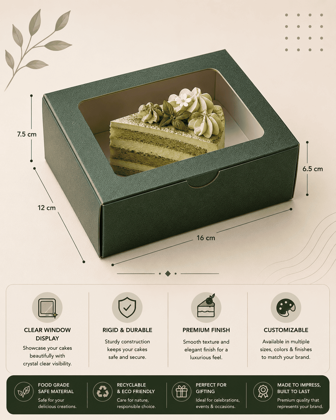 ChatGPT Image Jun 4, 2026, 05_17_22 PM Olive Green Cake Box - Image 1